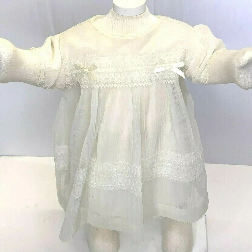 Vintage Sheer Infant Christening Dress Slip 12-18m
